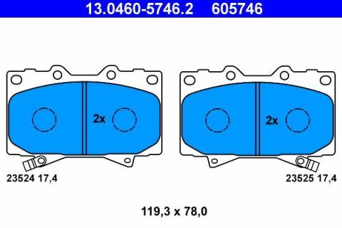 Колодки тормозные (передние) Toyota Land Cruiser 100 98-07/Prado 02-10/Lexus LX 98-08