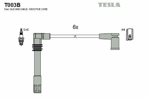 Кабель запалювання к-кт TESLA Audi A4,A6 97-00 2,4