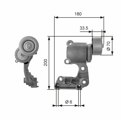 Натяжник ремня генератора Lexus GS 3.0 05-11/IS 2.5 05-/ RX 3.5 06-15 (70х33.5)