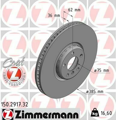 Диск тормозной (передний) BMW X5 (E70/F15/F85)/X6 (E71/E72/F16/F86) 06- (385x36) (L) N57/N63