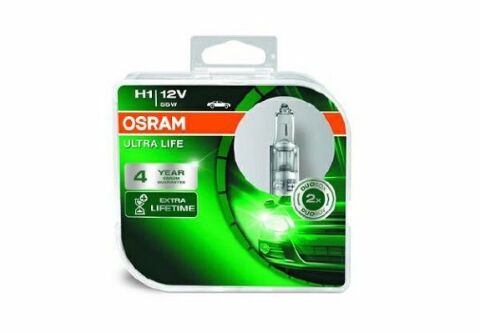 64150ULT-HCB OSRAM ЛАМПА H1 55W 12V P14,5S 10X2BOX ULTRALIFE