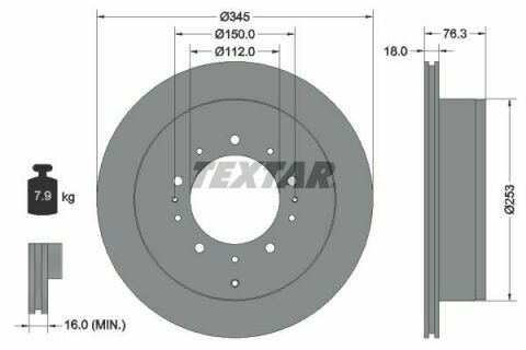 Диск тормозной (задний) Toyota Land Cruiser 200 08- (345x18) PRO