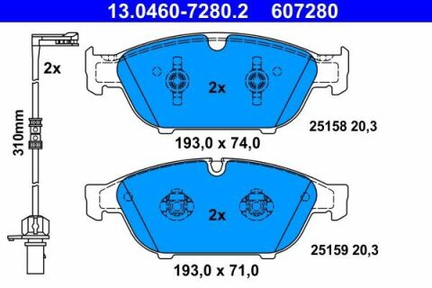 Колодки гальмівні (передні) Audi A6/A7/A8 10- (Ate) (з датчиком)