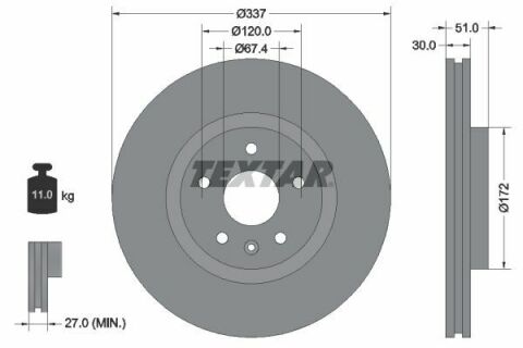 Диск гальмівний (передній) Opel Insignia A 08-17 (337x30) PRO Диск гальмівний (передній) Opel Insignia A 08-17 (337x30) PRO