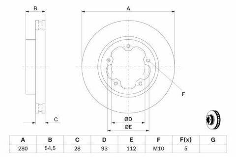 Диск тормозной (передний) Ford Transit 2.2-2.4/3.2TDCI/2.3 16V 06-14 (280x28) (вентилированный)