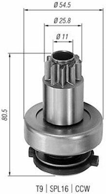 MAGNETI MARELLI ,Бендикс (z=9) VW 1,9D SEAT 1,9D FORD Galaxy 2,8i [940113020304]