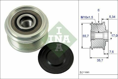 Шкив генератора MB Vito (W638) 2.3D/TD, OM601, 96-03, 6PK