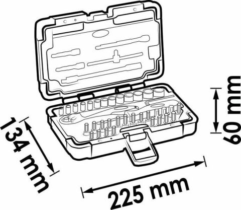 набор инструментов комбинированный 1/4" (головки, головки со вставкой) 46 ед. (хромированные)
