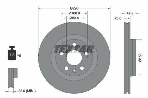 Диск тормозной Volvo XC40 2.0 17- (296x25) PRO+