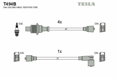 Кабель запалювання к-кт TESLA Peugeot 205,305,309,405 82-94 1,6