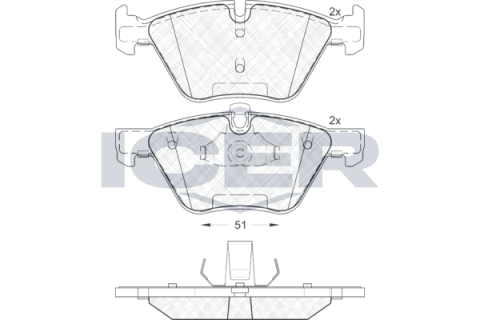 Колодки тормозные (передние) BMW 3 (E90/E91/E92) 07-13/5 (E60/E61) 03-10/X1 (E84) 09-15 (крепл.51мм)