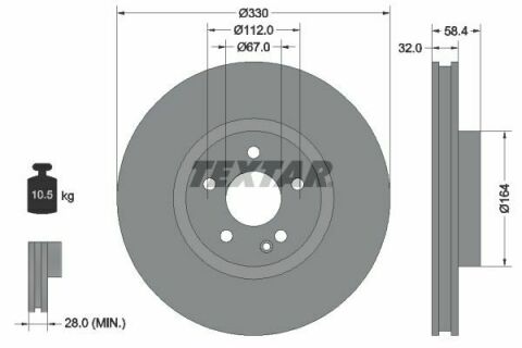 Диск тормозной (передний) MB Vito (W447) 14-(330x32) PRO+