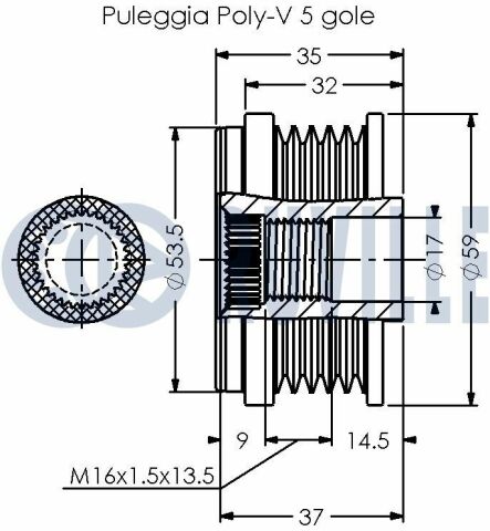 Шків генератора astra j gtc 1.4 11-15, corsa d 1.4 09-14