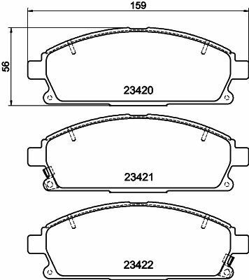 Колодки тормозные передние Nissan X-Trail 01-13/Pathfinder 97-04 (sumitomo) (159x55,9x16)