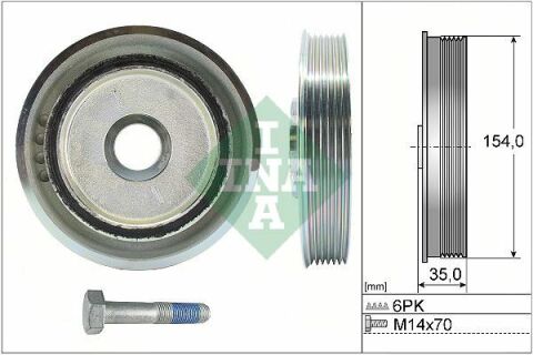 Шкив коленвала Ford Mondeo/Land Rover Freelander 2.2 TDCi/TD4 06-14 (6PK) (с болтом)