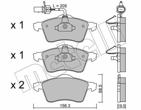 Колодки тормозные (передние) VW T4 90-03 R15 (+датчик)