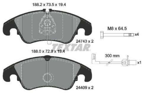 Колодки гальмівні (передні) Audi A4/A5/A7 07- (Lucas) (з датчиком)