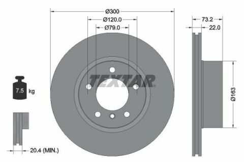 Диск гальмівний (передній) BMW 1 (F20)/3 (F30)/4 (F32) 11- (300x22) PRO+