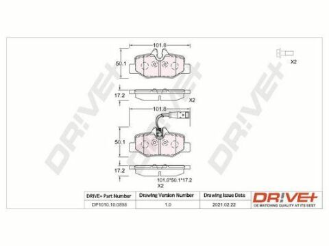 DP1010.10.0898 Drive+ - Гальмівні колодки до дисків