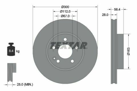 Диск гальмівний (передній) MB Vito (W639) 03- (300x28) PRO