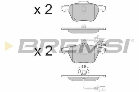 Тормозные колодки пер. T4 1.9/2.4/2.5 D/TDI -03 (R16) (с датчиком)