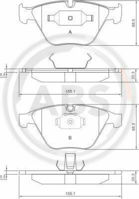 Гальмівні колодки пер. BMW 5(E60)/7(E65) 02-10 (ATE) (155,1x68,5x20,3)