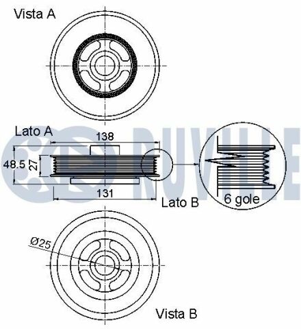 Шків к/валу b-max, c-max ii, fiesta vi