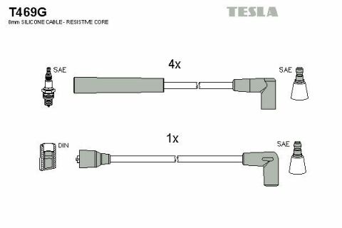 Кабель зажигания к-кт TESLA Ford Sierra 87-89 1,8