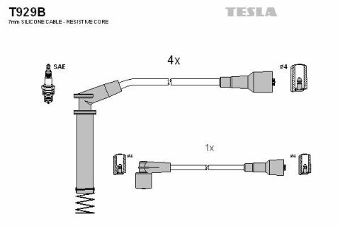 Кабель запалювання к-кт TESLA Opel Calibra, Vectra 88-95 1,8