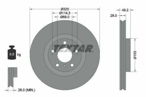 Диск гальмівний (передній) Nissan Fuga II 09-/ Murano 03-14/Infiniti G/M Series 05-10 (320x28) PRO+