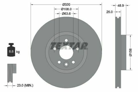 Диск тормозной (передний) Ford Focus/Kuga II 07-/Connect 13- (320x25) PRO+