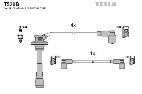 Кабель запалювання к-кт TESLA Toyota Carina 87-92 1,6