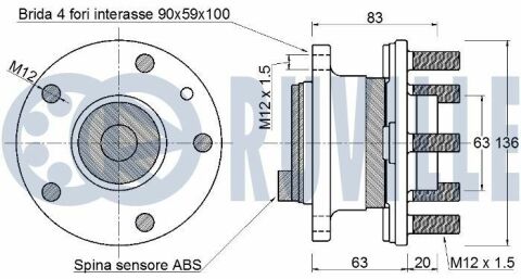 RUVILLE VOLVO К-кт подшипника задн. ступицы с ABS V40