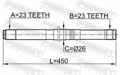 Полуось левая 23x450x23 NISSAN PRIMERA 02-