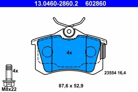 Колодки тормозные (задние) VW Caddy III 04-/Peugeot 308 07-/Citroen C4 04-