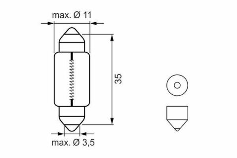 Автолампа C5W 12V 1W SV8.5-5 LED Retrofit BL (пальчик) К-кт 2 шт.