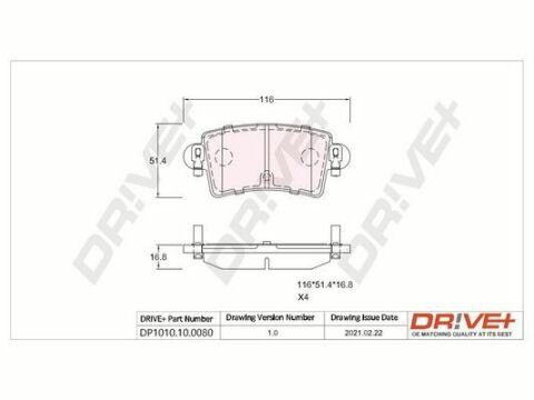 DP1010.10.0080 Drive+ - Тормозные колодки для дисков