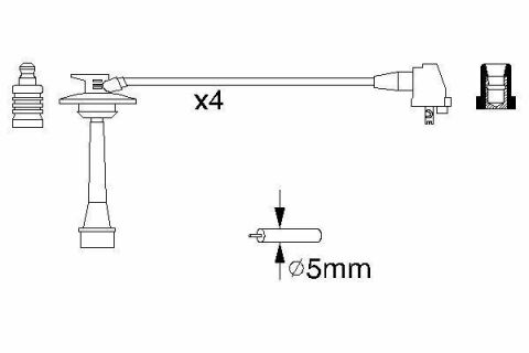 Проволоки высокого напряжения TOYOTA 2,0: Carina E 92-97, RAV 4 95-00 B933