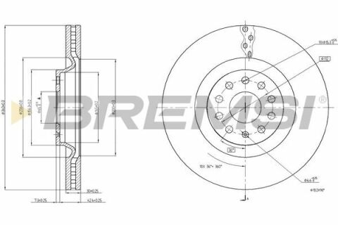 Тормозной диск перед. Audi A3/Skoda Octavia III/VW Golf VII 13-(340x30)