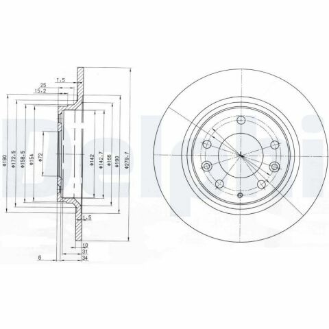 Диск тормозной (задний) (к-кт 2 шт) Mazda 6 02-13/626 98-02/323 F/S 98-04 (280x10) (с покрыт.) (вент.)