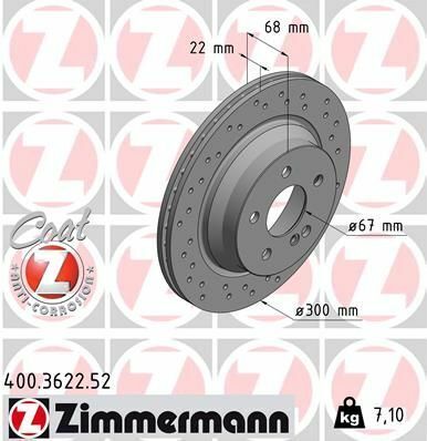 Диск тормозной (задний) MB E-class (W211/W212) 02-09 (300x22) (с покрытием) (с отверстиями)(вентил.)