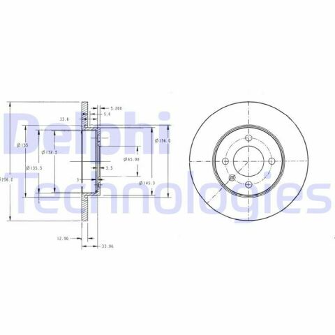 Диск тормозной (передний) (к-кт 2шт) VW Caddy II 95-04/Passat B3/B4 88-97 (256x13) (с покр.)(полный)