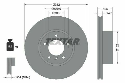 Диск гальмівний (передній) BMW 3 (E90/E91/E92) /X1 (E84) 11- (312x24) PRO+