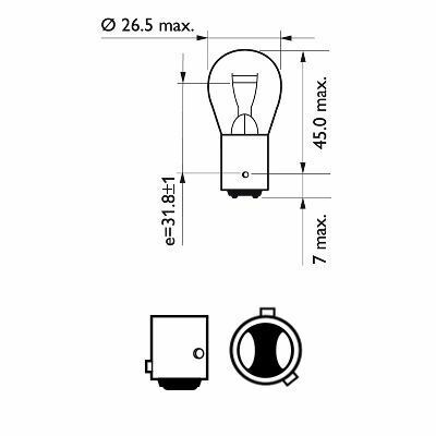 Лампа P21/4W 12V 21/4W BAZ15d, Blst. 2 pc.