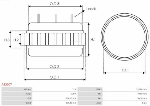 Статор (обмотка) генератора 1.9dCi/1.9dCi + 2.2dCi