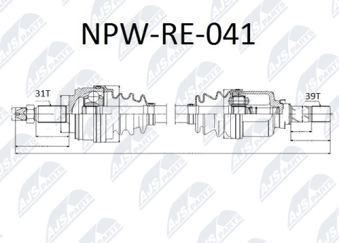 Полуось приводная (L, левая) Renault Master III + Opel Movano B 10-> FWD 2.3dCi