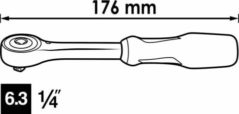 Трещотка 72-зубная (1/4"/176mm) (с портом 360°)