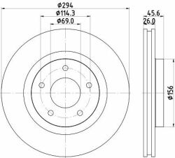 Тормозной диск перед. C4/Compass/Patriot/ASX/Outlander/4008 06-1.6-3.6 (PRO)