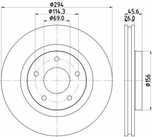 Гальмівний диск перед. C4/Compass/Patriot/ASX/Outlander/4008 06-1.6-3.6 (PRO)