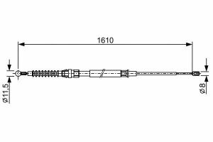 Трос ручного гальма заднє ліве/праве 1610/940 мм TOURAN 03- VW